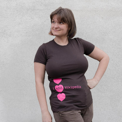 "I edit Wikipedia" heart t-shirt (women)